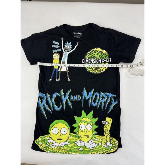Rick and Morty Wubba Lubba Dub-Dub Dimension 137 Tee Shirt Black Size Medium - Picture 3 of 5